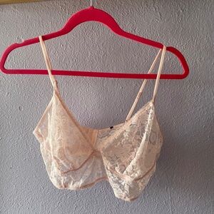 Pink Unlined Lace Bra, Size XL